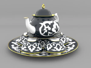 uzbecki narodowy herbaciarnia i danie Model 3D