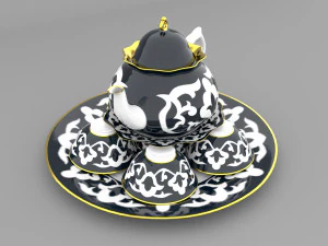 uzbecki narodowy herbaciarnia i danie Model 3D