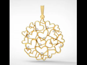 modello di stampa 3d con cuori dorati Modello di stampa 3D