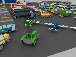 70 low poly vehicles 3D Model