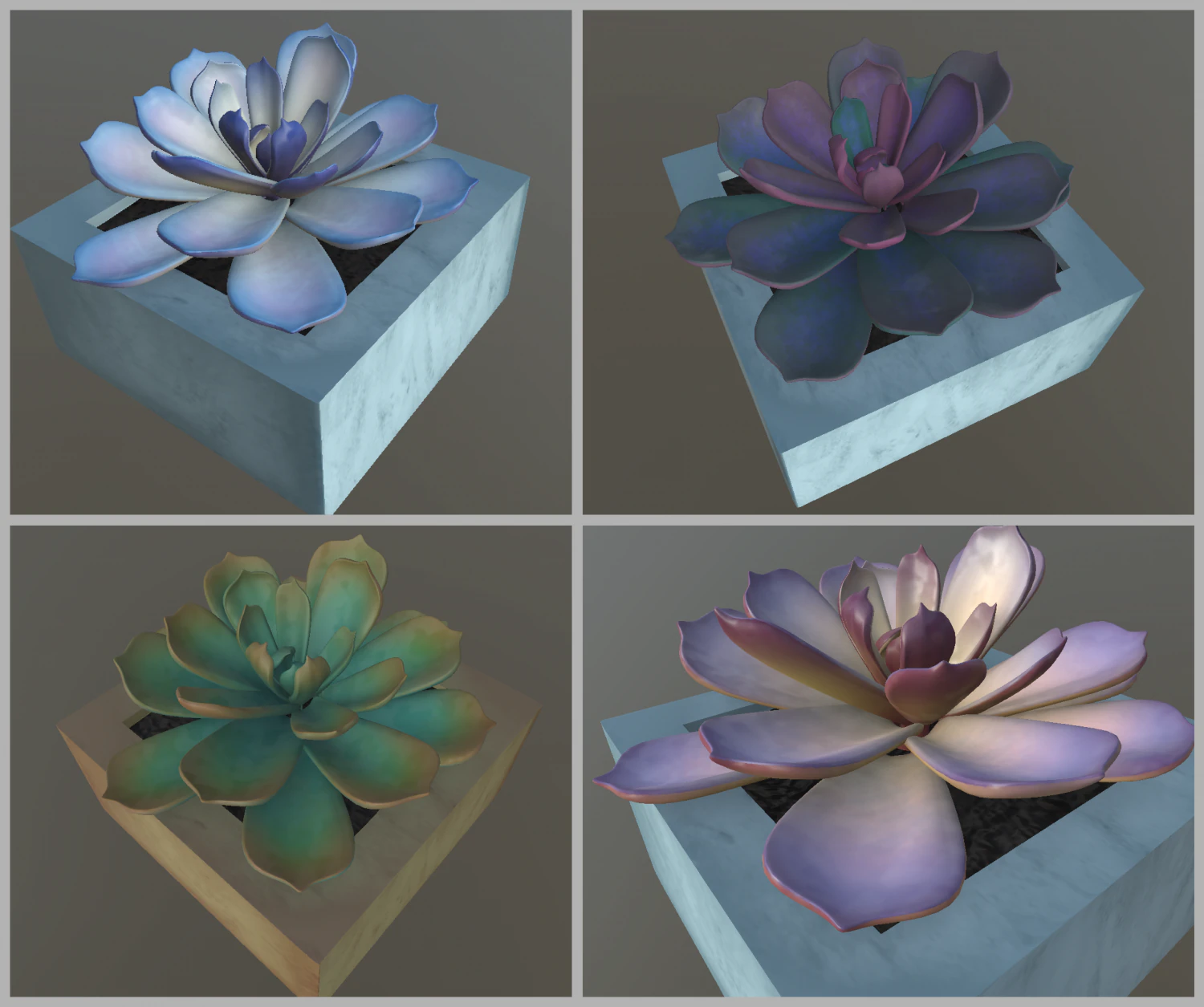 flowers with 4 different textures variation 3D Model .c4d .max .obj .3ds .fbx .stl .blend 