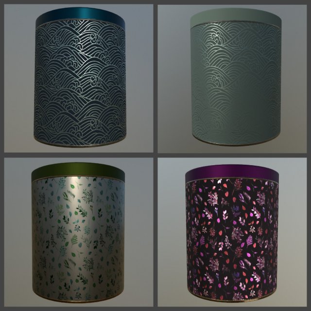 decoration canister low-poly with 4 texture variations 3D Model .c4d .max .obj .3ds .fbx .stl .blend 