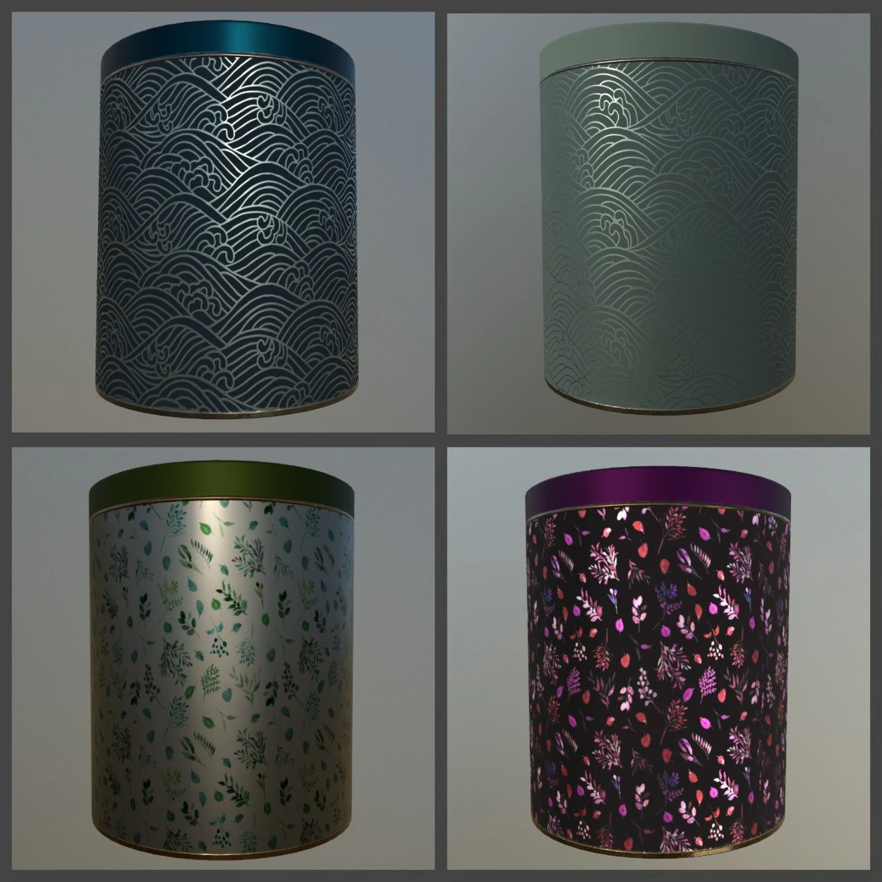 decoration canister low-poly with 4 texture variations 3D Model .c4d .max .obj .3ds .fbx .stl .blend