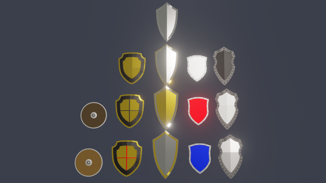 shield pack low poly Model 3D .c4d .max .obj .3ds .fbx .stl .blend 