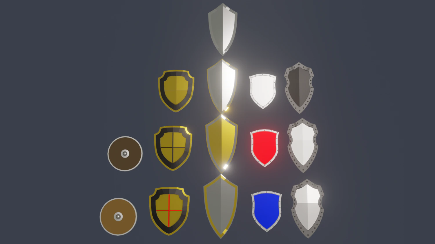 shield pack low poly 3D Model .c4d .max .obj .3ds .fbx .stl .blend