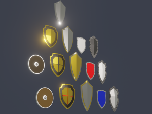 shield pack low poly Model 3D