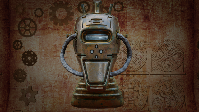 steampunk robot head free low-poly 3D Модель .c4d .max .obj .3ds .fbx .stl .blend 