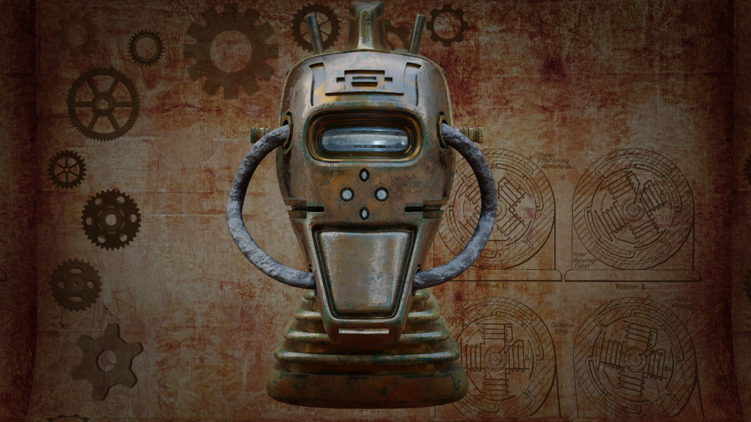 Steampunk Robot Head Free Low Poly Free 3d Model In Other