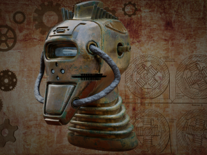 steampunk robot head free low-poly 3D Модель