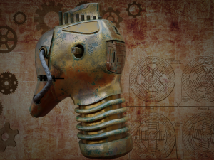 steampunk robot head free low-poly 3D Модель
