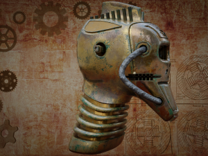steampunk robot head free low-poly 3D Модель