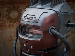 steampunk robot head free low-poly 3D Модель