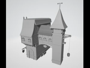 rumah abad pertengahan lowpoly Model 3D