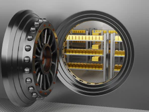 sala do cofre do banco com ouro Modelo 3D