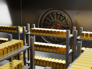 bank vault room with gold 3D 模型