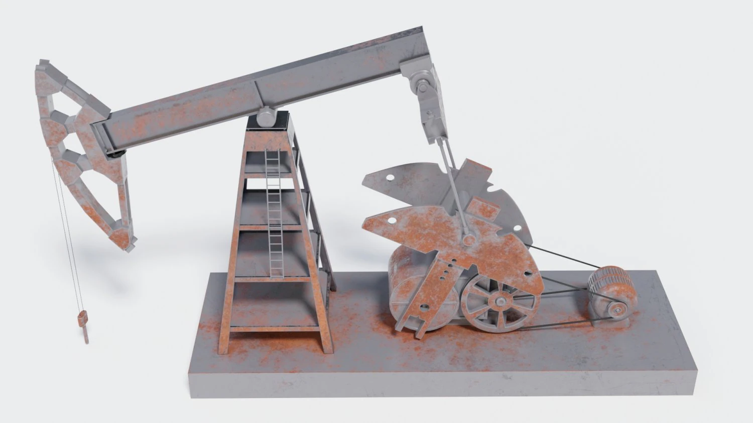 pumpjack for oil extraction 3D Model .c4d .max .obj .3ds .fbx .stl .blend