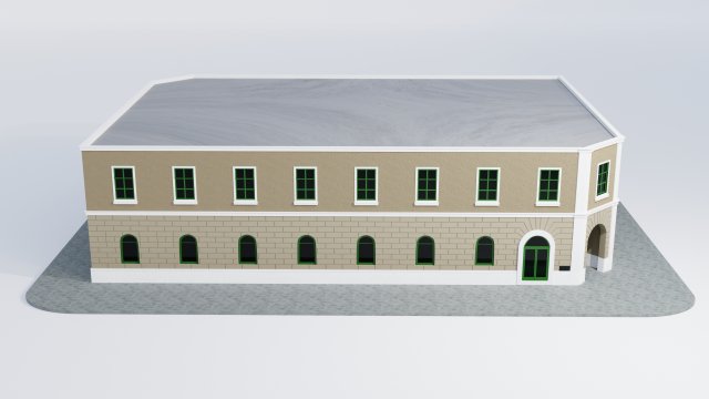 colonial building 3D Model .c4d .max .obj .3ds .fbx .stl .blend 