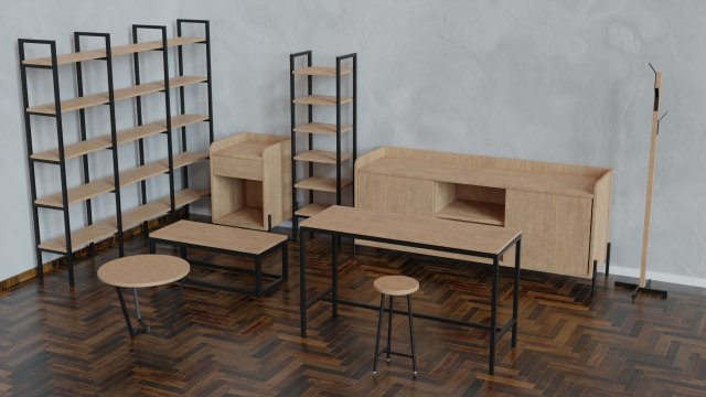 bedroom furniture set 3D Модель .c4d .max .obj .3ds .fbx .stl .blend 