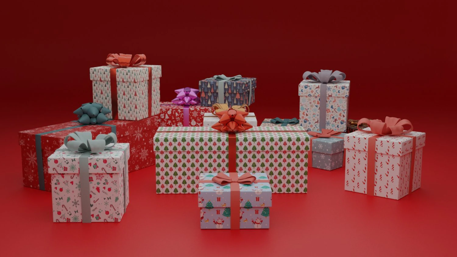 Geschenkboxen Weihnachten 3D Modell .c4d .max .obj .3ds .fbx .stl .blend 