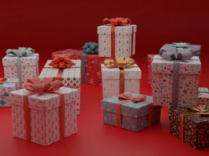 Geschenkboxen Weihnachten 3D Modell