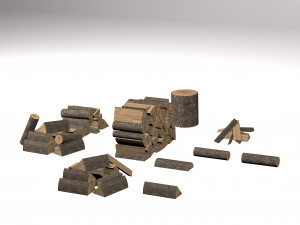 chopped wood low-poly 9 variations 3D Модель