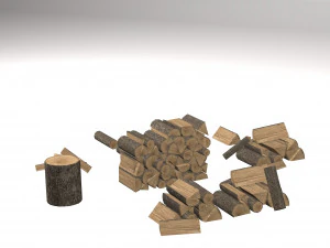 chopped wood low-poly 9 variations 3D Model