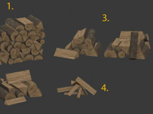 chopped wood low-poly 9 variations 3D Model