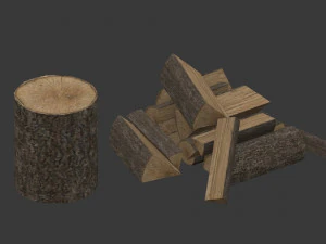 chopped wood low-poly 9 variations 3D Model