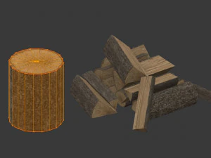 chopped wood low-poly 9 variations 3D Model