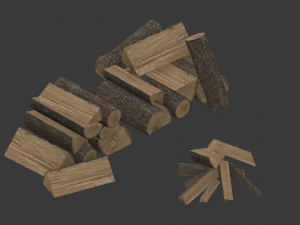 chopped wood low-poly 9 variations 3D Model