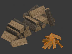 chopped wood low-poly 9 variations 3D Model