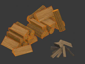 chopped wood low-poly 9 variations 3D Model