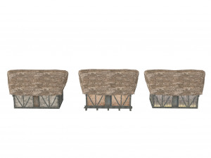 thatched house with a separate deck 3D मॉडल