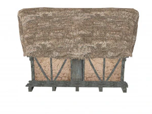 thatched house with a separate deck 3D Model