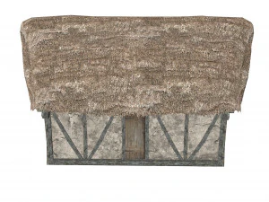 thatched house with a separate deck 3D Model
