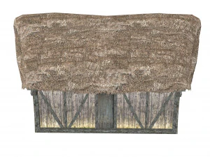 thatched house with a separate deck 3D Model