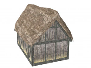 thatched house with a separate deck 3D Model
