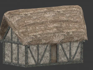 thatched house with a separate deck 3D Model