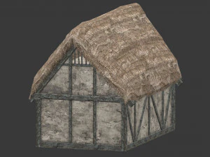 thatched house with a separate deck 3D Model