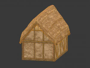 thatched house with a separate deck 3D Model