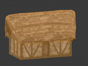 thatched house with a separate deck 3D Model
