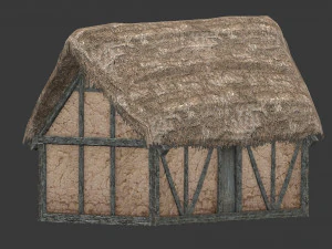 thatched house with a separate deck 3D Model
