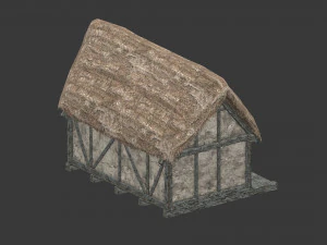 thatched house with a separate deck 3D Model