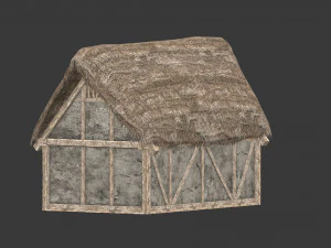 thatched house with a separate deck 3D Model