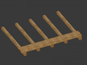 thatched house with a separate deck 3D Model