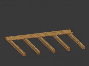 thatched house with a separate deck 3D Model