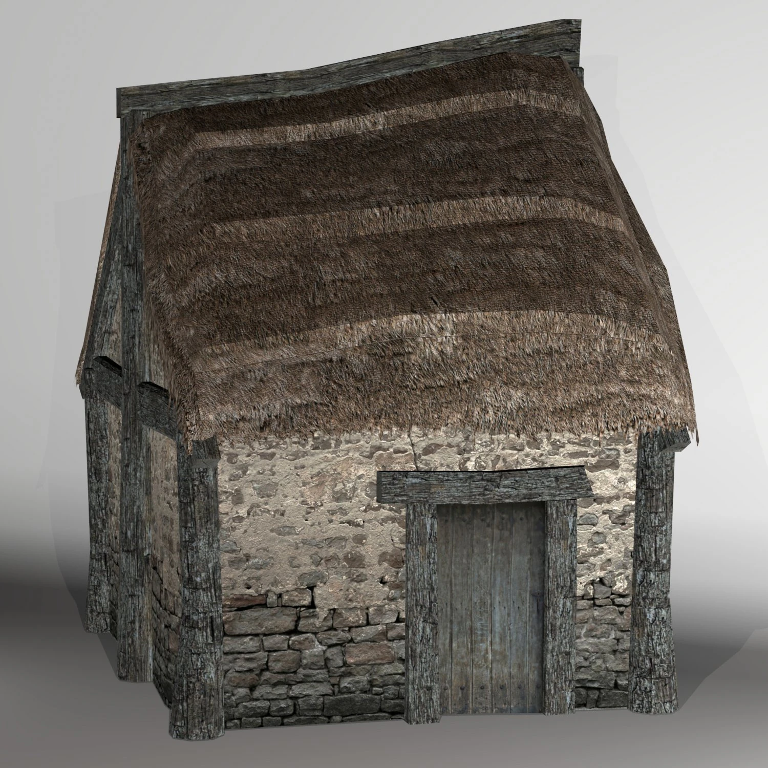 small thatched house low-poly 3D Model .c4d .max .obj .3ds .fbx .stl .blend 
