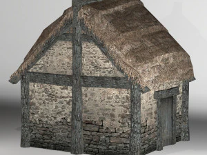small thatched house low-poly 3D Model
