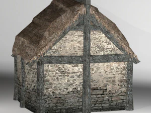 small thatched house low-poly 3D Model
