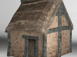 small thatched house low-poly 3D Model